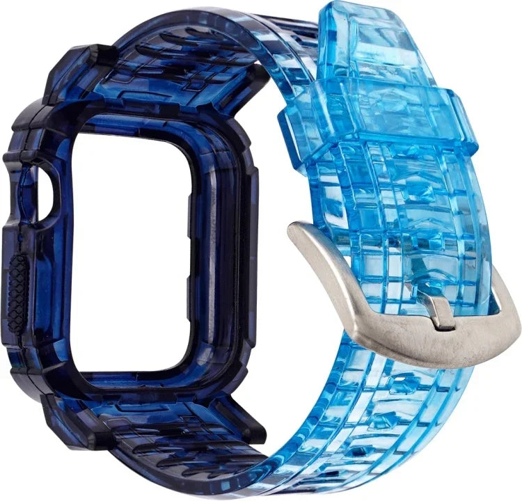 グラデーションTPU一体型ケースストラップ、Apple Watch Series 9 / 8 / 7 45mm / 6 / 5 / 4 / Watch SE 44mm / Watch 42mm用、Apple Watch Series 9 / 8 / 7 45mm / 6 / 5 / 4 / Watch SE 44mm / Watch 42mm用