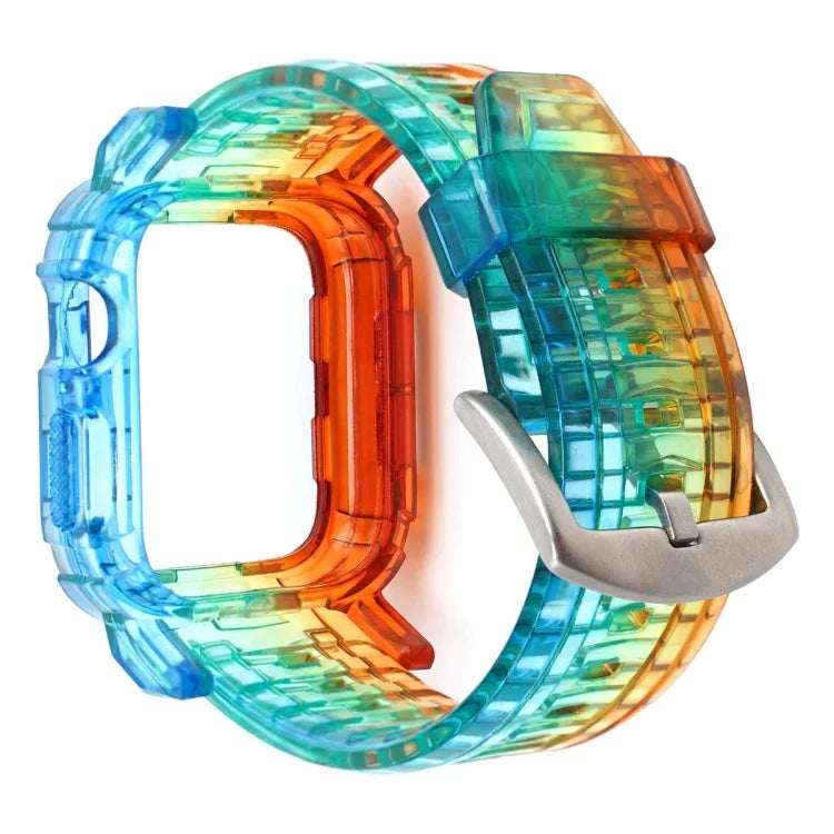 グラデーションTPU一体型ケースストラップ、Apple Watch Series 9 / 8 / 7 45mm / 6 / 5 / 4 / Watch SE 44mm / Watch 42mm用、Apple Watch Series 9 / 8 / 7 45mm / 6 / 5 / 4 / Watch SE 44mm / Watch 42mm用