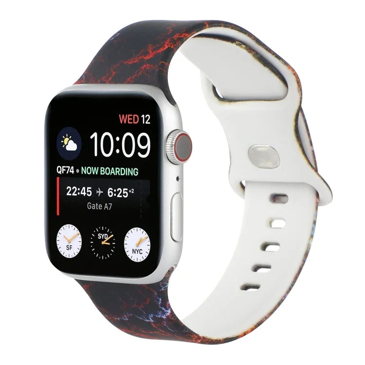 8バックルプリント交換用ストラップウォッチバンド、Apple Watch Series 7 45mm / 6 & SE & 5 & 4 44mm / 3 & 2 & 1 42mm、7 41mm / 6 & SE & 5 & 4 40mm / 3 & 2 & 1 38mm用