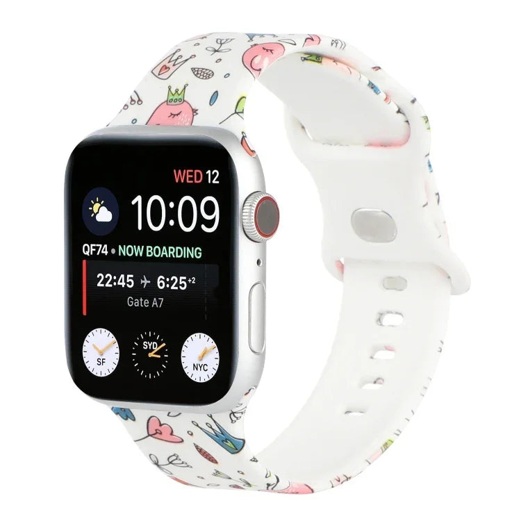 8バックルプリント交換用ストラップウォッチバンド、Apple Watch Series 7 45mm / 6 & SE & 5 & 4 44mm / 3 & 2 & 1 42mm、7 41mm / 6 & SE & 5 & 4 40mm / 3 & 2 & 1 38mm用