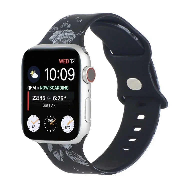 8バックルプリント交換用ストラップウォッチバンド、Apple Watch Series 7 45mm / 6 & SE & 5 & 4 44mm / 3 & 2 & 1 42mm、7 41mm / 6 & SE & 5 & 4 40mm / 3 & 2 & 1 38mm用