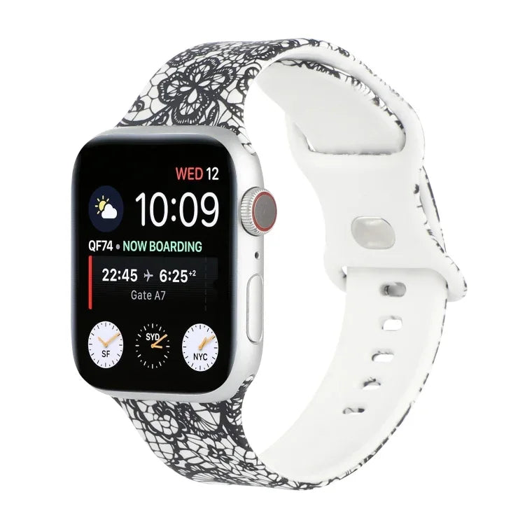 8バックルプリント交換用ストラップウォッチバンド、Apple Watch Series 7 45mm / 6 & SE & 5 & 4 44mm / 3 & 2 & 1 42mm、7 41mm / 6 & SE & 5 & 4 40mm / 3 & 2 & 1 38mm用