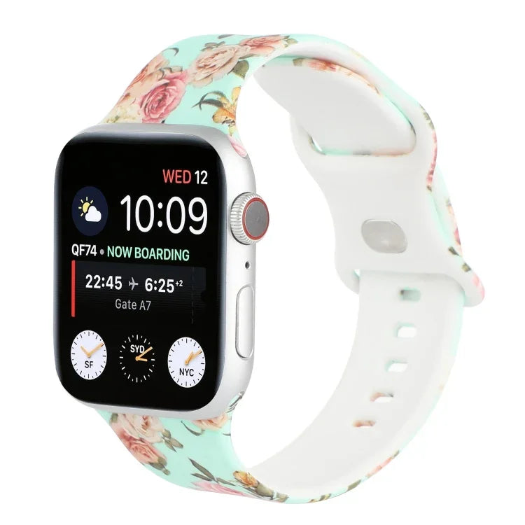 8バックルプリント交換用ストラップウォッチバンド、Apple Watch Series 7 45mm / 6 & SE & 5 & 4 44mm / 3 & 2 & 1 42mm、7 41mm / 6 & SE & 5 & 4 40mm / 3 & 2 & 1 38mm用