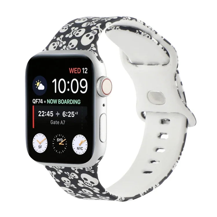 8バックルプリント交換用ストラップウォッチバンド、Apple Watch Series 7 45mm / 6 & SE & 5 & 4 44mm / 3 & 2 & 1 42mm、7 41mm / 6 & SE & 5 & 4 40mm / 3 & 2 & 1 38mm用