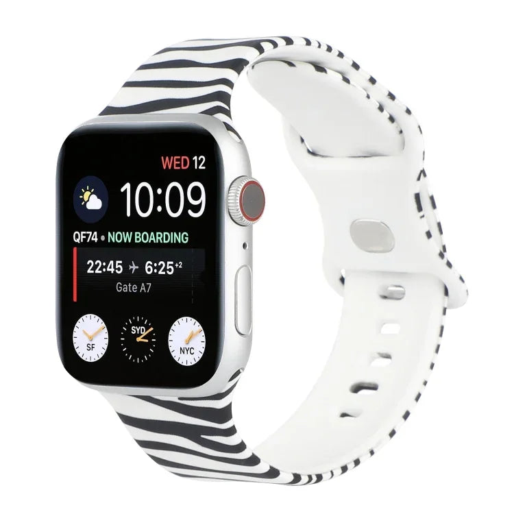 8バックルプリント交換用ストラップウォッチバンド、Apple Watch Series 7 45mm / 6 & SE & 5 & 4 44mm / 3 & 2 & 1 42mm、7 41mm / 6 & SE & 5 & 4 40mm / 3 & 2 & 1 38mm用