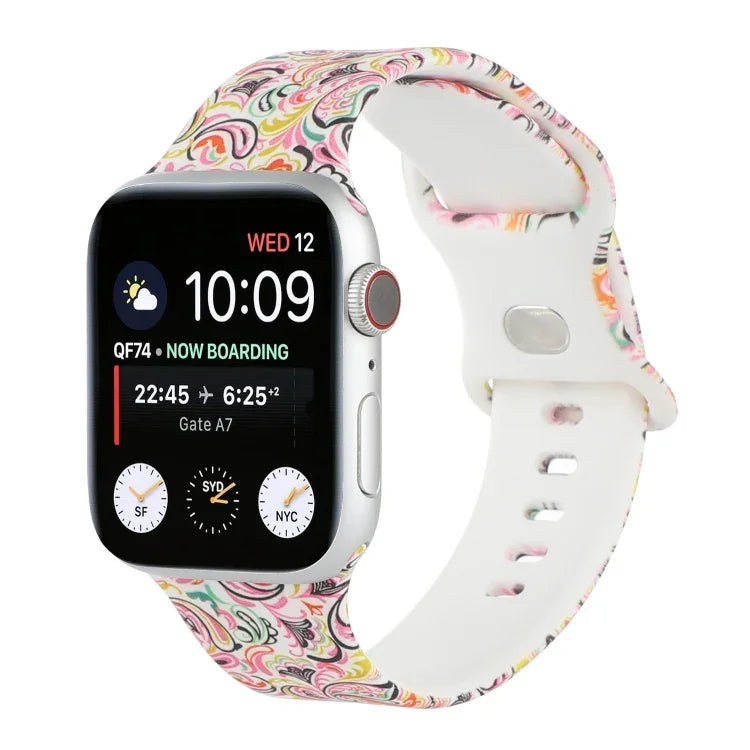 8バックルプリント交換用ストラップウォッチバンド、Apple Watch Series 7 45mm / 6 & SE & 5 & 4 44mm / 3 & 2 & 1 42mm、7 41mm / 6 & SE & 5 & 4 40mm / 3 & 2 & 1 38mm用