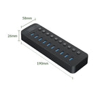 ORICO CT2U3-10AB-WH 10イン1 プラスチックストライプ多ポートUSBハブ、個別スイッチ付き、CT2U3-10AB-BK AUプラグ、CT2U3-10AB-WH AUプラグ、CT2U3-10AB-BK UKプラグ、CT2U3-10AB-WH UKプラグ、CT2U3-10AB-BK EUプラグ、CT2U3-10AB-WH EUプラグ