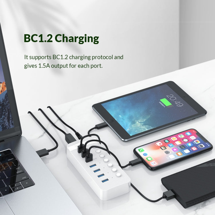 ORICO CT2U3-10AB-WH 10イン1 プラスチックストライプ多ポートUSBハブ、個別スイッチ付き、CT2U3-10AB-BK AUプラグ、CT2U3-10AB-WH AUプラグ、CT2U3-10AB-BK UKプラグ、CT2U3-10AB-WH UKプラグ、CT2U3-10AB-BK EUプラグ、CT2U3-10AB-WH EUプラグ