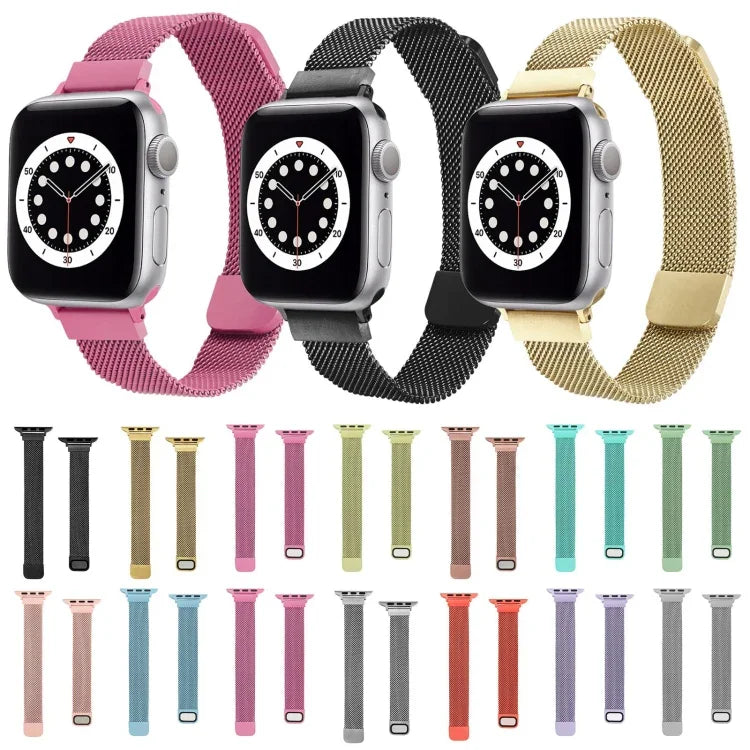 スモールウエストダブルセクションミラン交換用ウォッチバンド、Apple Watch Series 7 45mm / 6 & SE & 5 & 4 44mm / 3 & 2 & 1 42mm、7 41mm / 6 & SE & 5 & 4 40mm / 3 & 2 & 1 38mm用