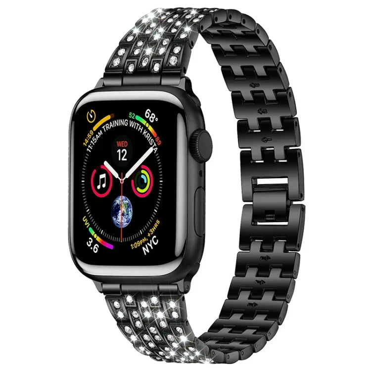 ファイブビーズ ダイヤモンド スチール 交換用ストラップ バンド Apple Watch シリーズ用, 7 41mm / 6 & SE & 5 & 4 40mm / 3 & 2 & 1 38mm, 7 45mm / 6 & SE & 5 & 4 44mm / 3 & 2 & 1 42mm