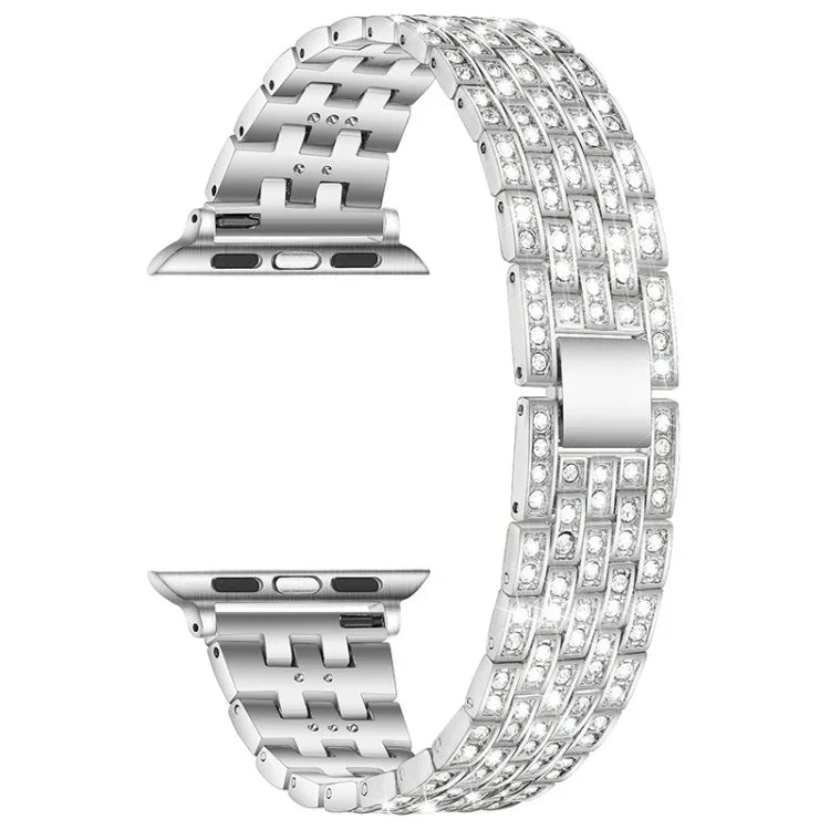 ファイブビーズ ダイヤモンド スチール 交換用ストラップ バンド Apple Watch シリーズ用, 7 41mm / 6 & SE & 5 & 4 40mm / 3 & 2 & 1 38mm, 7 45mm / 6 & SE & 5 & 4 44mm / 3 & 2 & 1 42mm