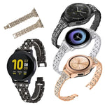 Samsungスマートウォッチ用 ダブルロウダイヤモンドスチール交換用ストラップバンド、22mm