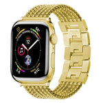 Six-chains Three-beads Steel Replacement Strap Watchband For Apple Watch Series, 7 41mm / 6 & SE & 5 & 4 40mm / 3 & 2 & 1 38mm, 7 45mm / 6 & SE & 5 & 4 44mm / 3 & 2 & 1 42mm