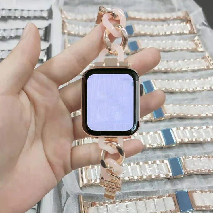 カウボーイチェーン + レジン メタル 交換用ストラップ バンド Apple Watch シリーズ用, 7 41mm / 6 & SE & 5 & 4 40mm / 3 & 2 & 1 38mm, 7 45mm / 6 & SE & 5 & 4 44mm / 3 & 2 & 1 42mm