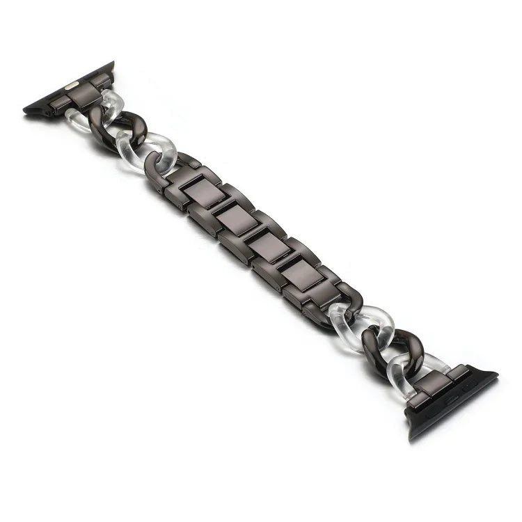 カウボーイチェーン + レジン メタル 交換用ストラップ バンド Apple Watch シリーズ用, 7 41mm / 6 & SE & 5 & 4 40mm / 3 & 2 & 1 38mm, 7 45mm / 6 & SE & 5 & 4 44mm / 3 & 2 & 1 42mm