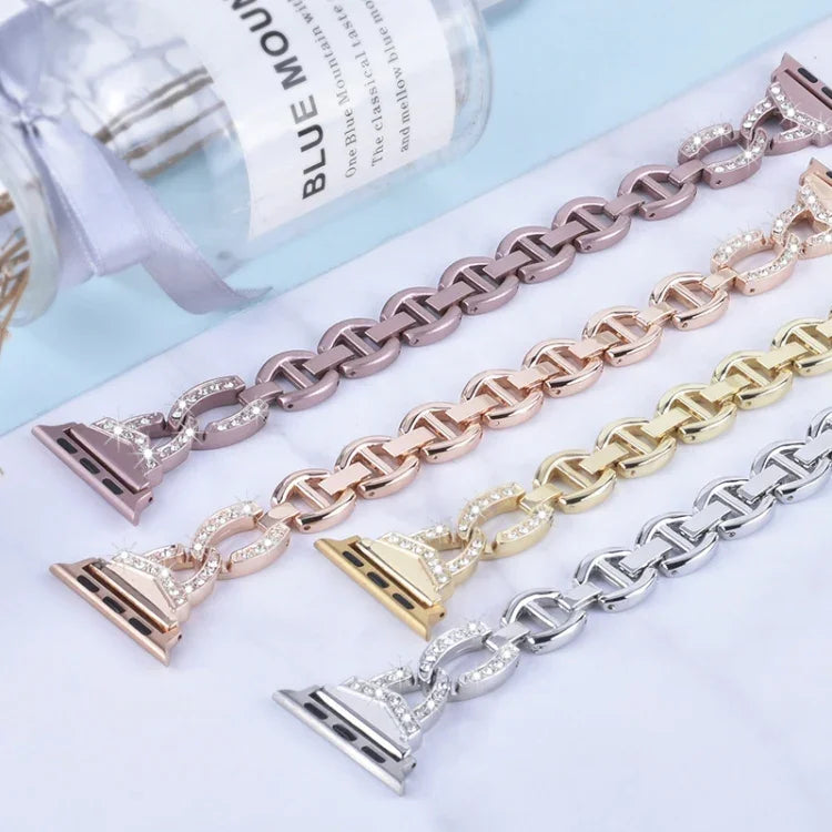 ダイヤモンド ステンレススチール 交換用ストラップ バンド Apple Watch シリーズ用, 7 41mm / 6 & SE & 5 & 4 40mm / 3 & 2 & 1 38mm, 7 45mm / 6 & SE & 5 & 4 44mm / 3 & 2 & 1 42mm
