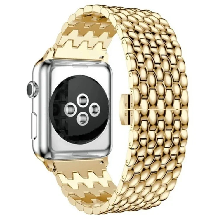 Fish-scale Texture Metal Replacement Strap Watchband For Apple Watch Series, 7 41mm / 6 & SE & 5 & 4 40mm / 3 & 2 & 1 38mm, 7 45mm / 6 & SE & 5 & 4 44mm / 3 & 2 & 1 42mm