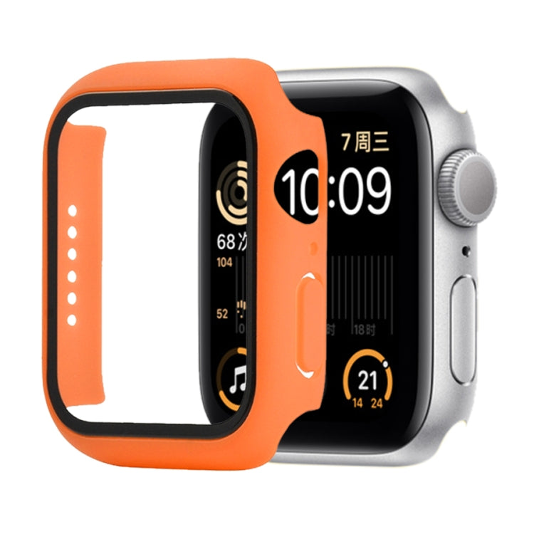 衝撃吸収PC＋強化ガラス保護ケース、梱包用カートン付き、Apple Watch 44mm（オレンジ）用、Apple Watch Series 6 / 5 / 4 / Watch SE 44mm用、Apple Watch Series 6 & SE & 5 & 4 44mm用、Apple Watch Series 3 & 2 & 1 42mm用