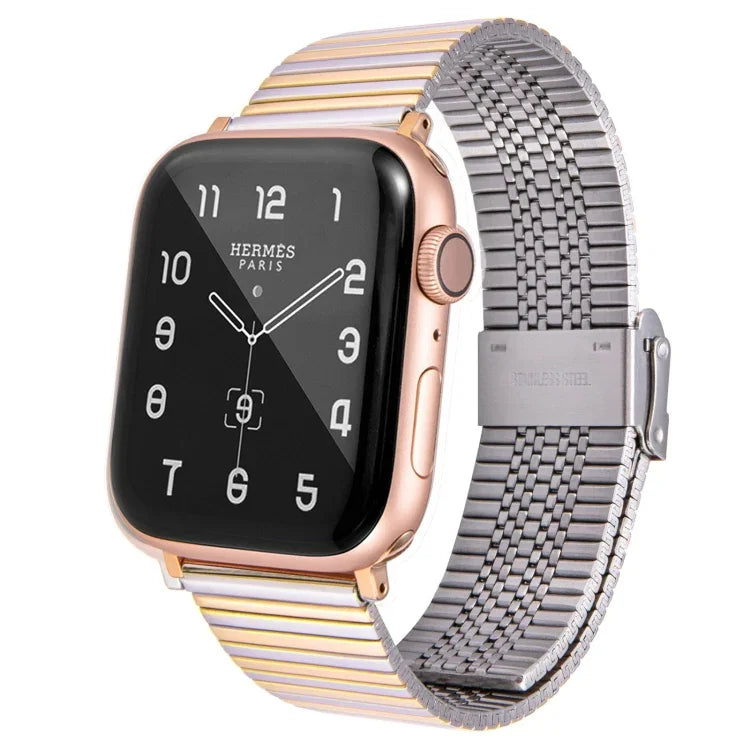 Multi-baht Steel Replacement Watchband For Apple Watch Series, 7 45mm / 6 & SE & 5 & 4 44mm / 3 & 2 & 1 42mm, 7 41mm / 6 & SE & 5 & 4 40mm / 3 & 2 & 1 38mm
