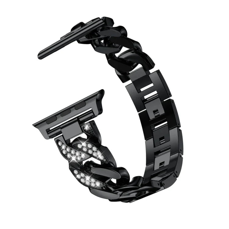 シングルロウデニムダイヤモンド合金ウォッチバンド、Apple Watch Series 8&7 41mm / SE 2&6&SE&5&4 40mm / 3&2&1 38mm対応、Apple Watch Series 8&7 45mm / SE 2&6&SE&5&4 44mm / 3&2&1 42mm対応