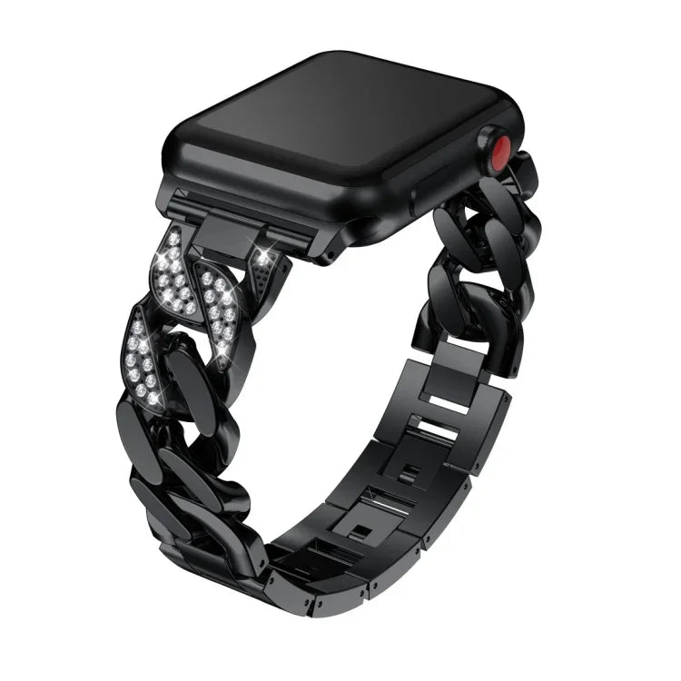 シングルロウデニムダイヤモンド合金ウォッチバンド、Apple Watch Series 8&7 41mm / SE 2&6&SE&5&4 40mm / 3&2&1 38mm対応、Apple Watch Series 8&7 45mm / SE 2&6&SE&5&4 44mm / 3&2&1 42mm対応