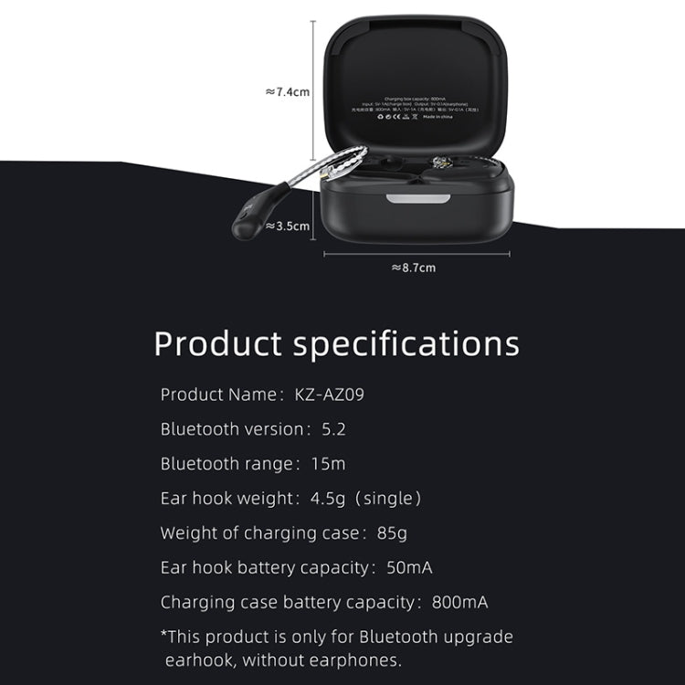 KZ AZ09 Bluetoothヘッドセットイヤーフック5.2ワイヤレスBluetoothモジュールアップグレードケーブル、C、B