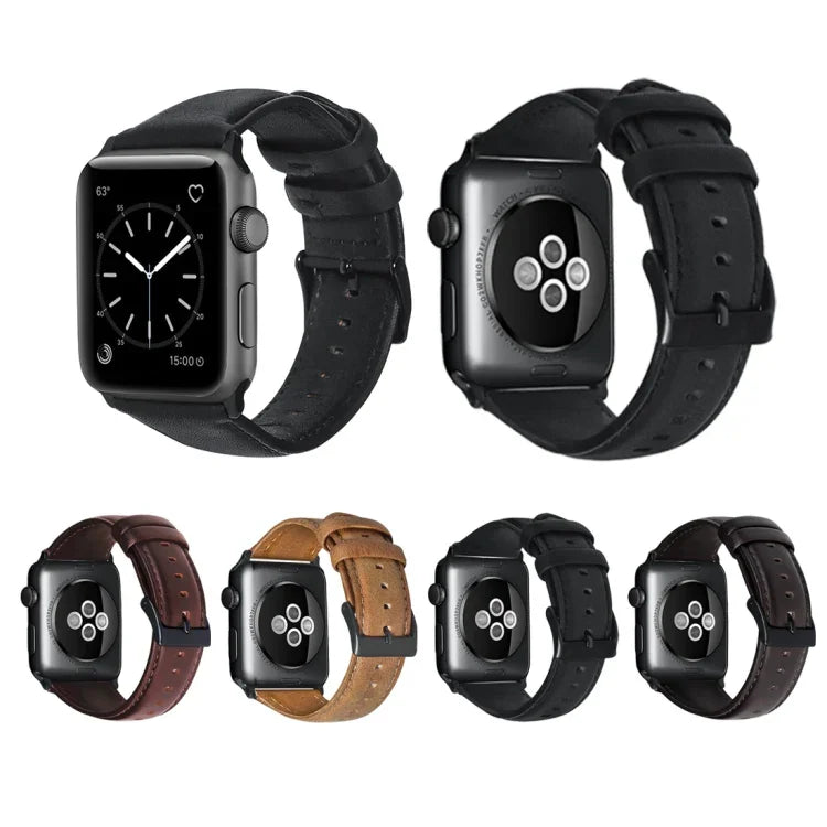 オイルワックス本革ストラップウォッチバンド、Apple Watch Series 8&7 41mm / SE 2&6&SE&5&4 40mm / 3&2&1 38mm対応、Apple Watch Series 7 41mm / 6 & SE & 5 & 4 40mm / 3 & 2 & 1 38mm対応