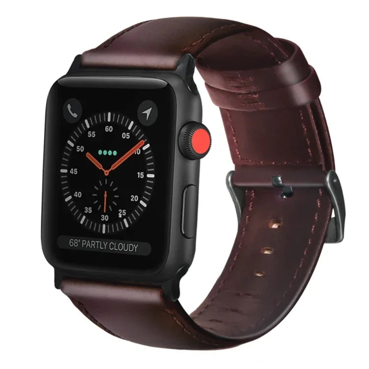 オイルワックス本革ストラップウォッチバンド、Apple Watch Series 8&7 41mm / SE 2&6&SE&5&4 40mm / 3&2&1 38mm対応、Apple Watch Series 7 41mm / 6 & SE & 5 & 4 40mm / 3 & 2 & 1 38mm対応