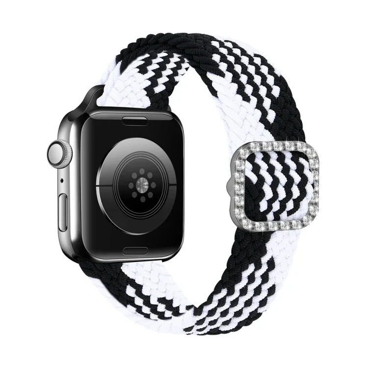調節可能なナイロン編み伸縮性ダイヤモンドバックル交換用ストラップ Apple Watch Series 用, 7 & 6 & SE & 5 & 4 40mm/3 & 2 & 1 38mm, 7 & 6 & SE & 5 & 4 44mm/3 & 2 & 1 42mm