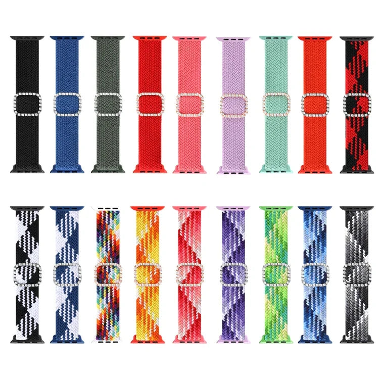 調節可能なナイロン編み伸縮性ダイヤモンドバックル交換用ストラップ Apple Watch Series 用, 7 & 6 & SE & 5 & 4 40mm/3 & 2 & 1 38mm, 7 & 6 & SE & 5 & 4 44mm/3 & 2 & 1 42mm
