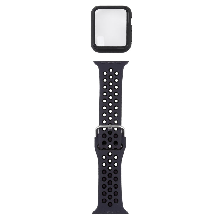 シリコン交換ストラップウォッチバンド＋スクリーンプロテクター付き保護ケースセット、Apple Watch Series 3 & 2 & 1 38mm用、Apple Watch Series 6 / 5 / 4 / Watch SE 40mm用