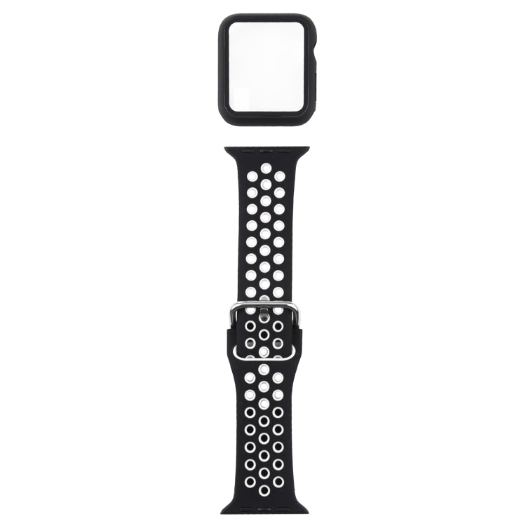 シリコン交換ストラップウォッチバンド＋スクリーンプロテクター付き保護ケースセット、Apple Watch Series 3 & 2 & 1 38mm用、Apple Watch Series 6 / 5 / 4 / Watch SE 40mm用