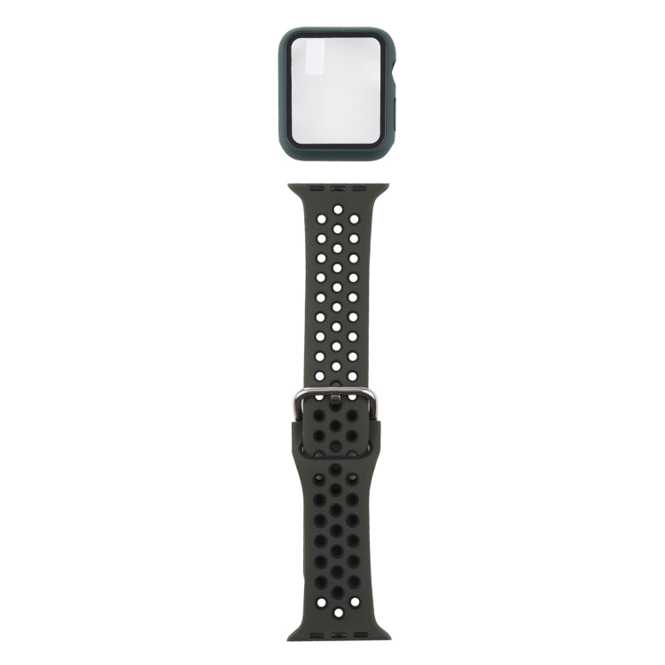 シリコン交換ストラップウォッチバンド＋スクリーンプロテクター付き保護ケースセット、Apple Watch Series 3 & 2 & 1 38mm用、Apple Watch Series 6 / 5 / 4 / Watch SE 40mm用