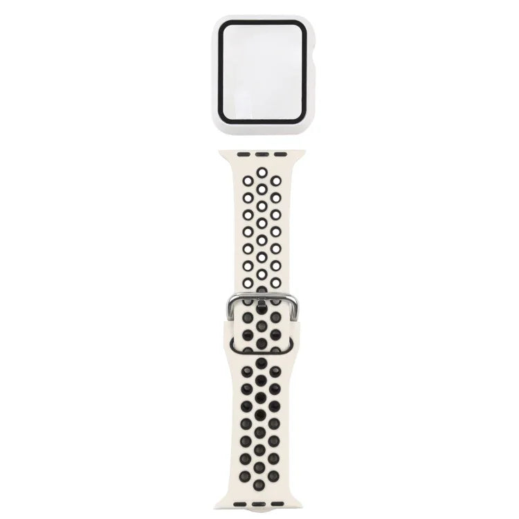シリコン交換用ストラップ＋画面保護フィルム付き保護ケースセット Apple Watch Series 3 & 2 & 1 42mm 用、Apple Watch Series 6 / 5 / 4 / Watch SE 44mm 用