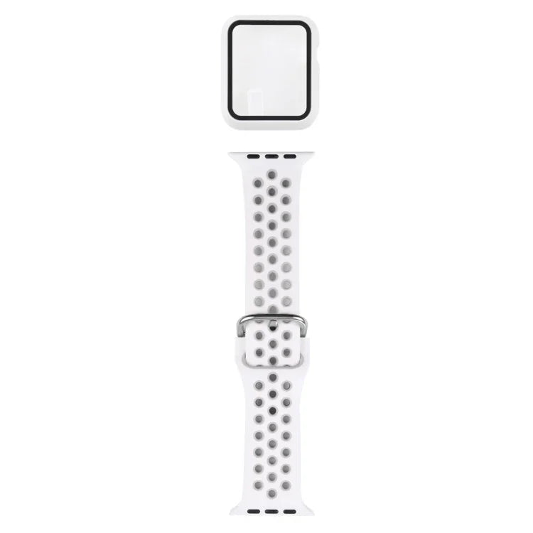 シリコン交換用ストラップ＋画面保護フィルム付き保護ケースセット Apple Watch Series 3 & 2 & 1 42mm 用、Apple Watch Series 6 / 5 / 4 / Watch SE 44mm 用