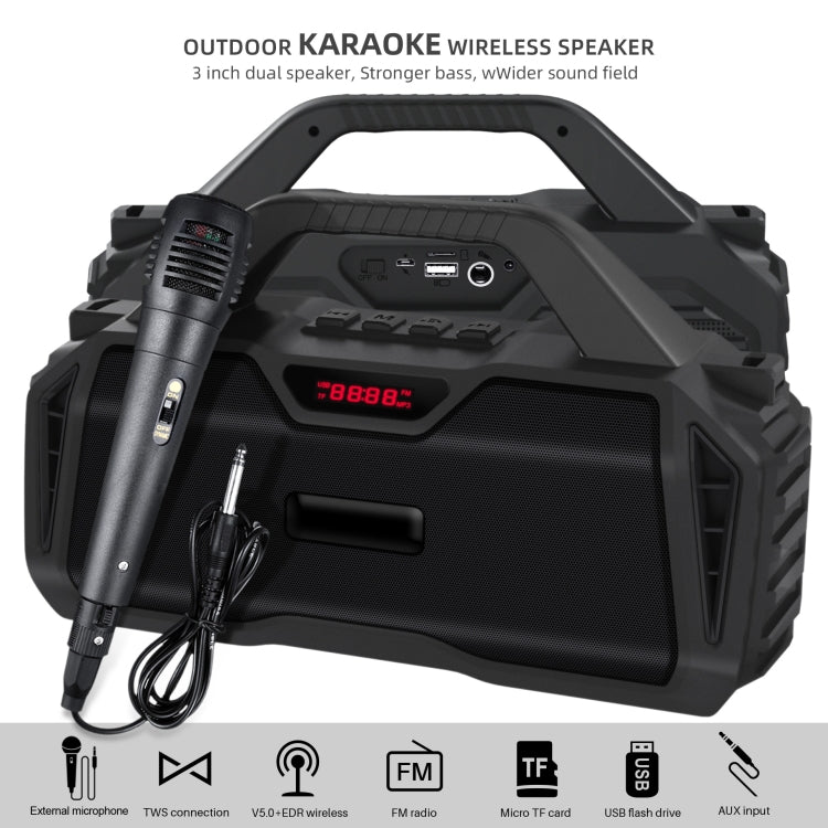 New Rixing NR-6011M Bluetooth 5.0 ポータブルアウトドアカラオケ ワイヤレス Bluetoothスピーカー マイク＆ショルダーストラップ付き NR-6011M（ブラック）、NR-6011M（レッド）、NR-6011M（ブルー）、NR-6011M（グリーン）