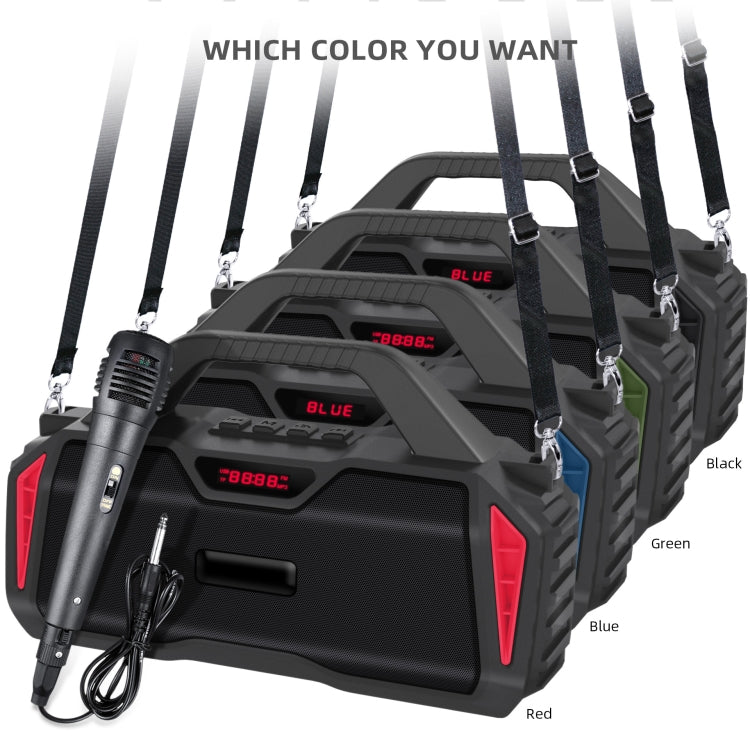 New Rixing NR-6011M Bluetooth 5.0 ポータブルアウトドアカラオケ ワイヤレス Bluetoothスピーカー マイク＆ショルダーストラップ付き NR-6011M（ブラック）、NR-6011M（レッド）、NR-6011M（ブルー）、NR-6011M（グリーン）