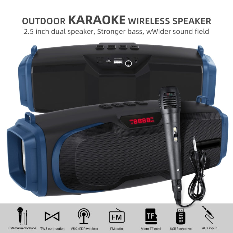 New Rixing NR-6012M Bluetooth 5.0 ポータブルアウトドアカラオケ ワイヤレス Bluetoothスピーカー マイク＆ショルダーストラップ付き NR-6012M（ブルー）、NR-6012M（グリーン）、NR-6012M（ブラック）、NR-6012M（レッド）