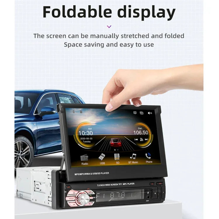 9601C HD 7インチ ユニバーサル車載手動格納式スクリーン MP5プレーヤー Carplay対応, FM & Bluetooth & TFカード対応, 9601C