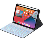 HY006D ラウンドキー着脱式Bluetoothキーボードレザーケース カラフルバックライト＆ホルダー付き iPad mini 6用