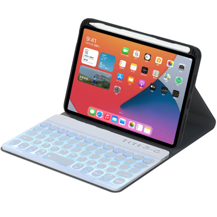 HY006D ラウンドキー着脱式Bluetoothキーボードレザーケース カラフルバックライト＆ホルダー付き iPad mini 6用