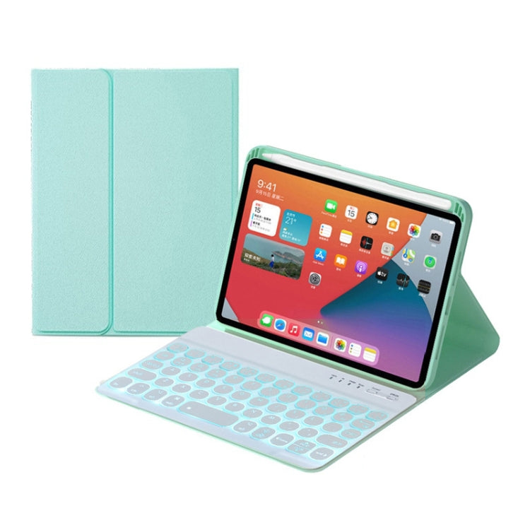 HY006D ラウンドキー着脱式Bluetoothキーボードレザーケース カラフルバックライト＆ホルダー付き iPad mini 6用