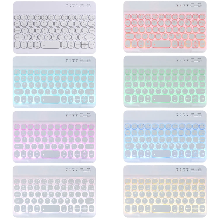 HY006D ラウンドキー着脱式Bluetoothキーボードレザーケース カラフルバックライト＆ホルダー付き iPad mini 6用