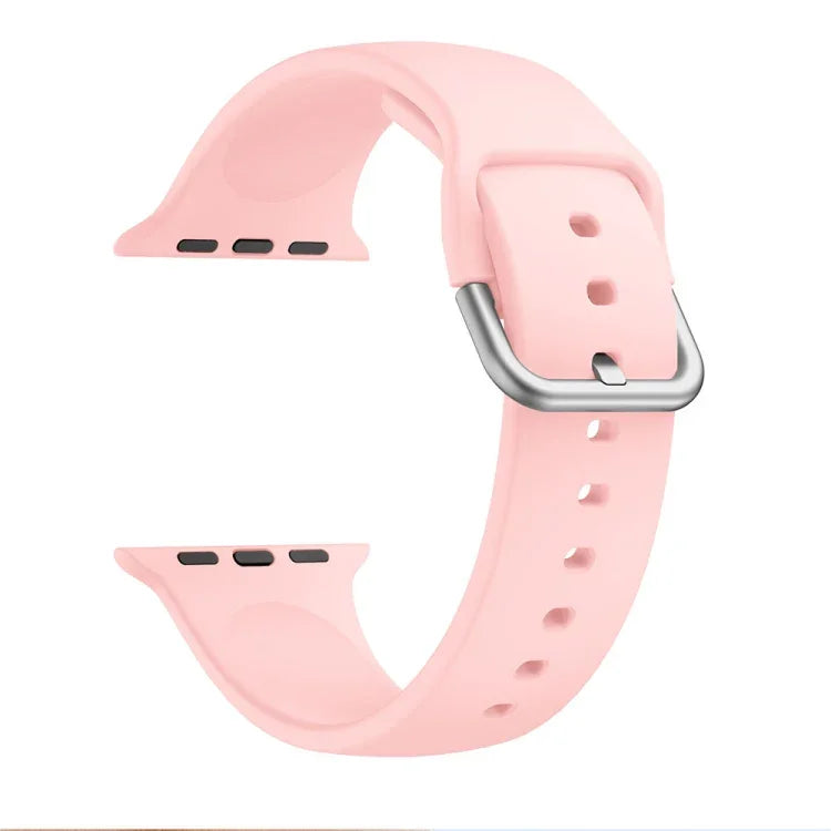 Single-color Silicone Buckle Replacement Strap Watchband For Apple Watch Series, 7 41mm / 6 & SE & 5 & 4 40mm / 3 & 2 & 1 38mm, 7 45mm / 6 & SE & 5 & 4 44mm / 3 & 2 & 1 42mm