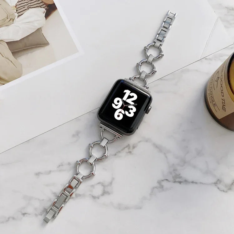 O字型チェーンメタル交換用ストラップウォッチバンド、Apple Watchシリーズ用、7 41mm/6&SE&5&4 40mm/3&2&1 38mm、7 45mm/6&SE&5&4 44mm/3&2&1 42mm