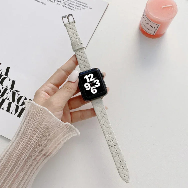 チェック柄レザー交換用ストラップウォッチバンド、Apple Watchシリーズ用、7 41mm/6&SE&5&4 40mm/3&2&1 38mm、7 45mm/6&SE&5&4 44mm/3&2&1 42mm