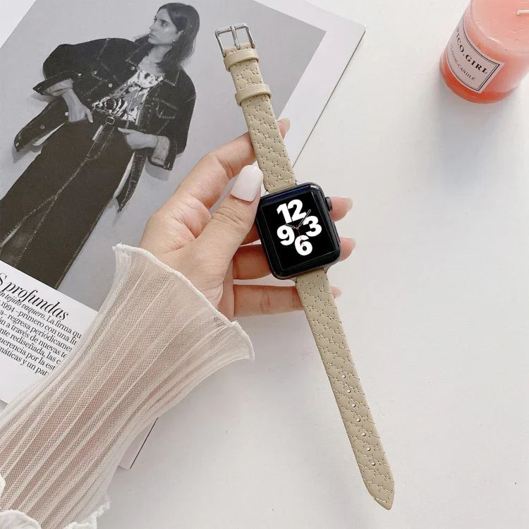 チェック柄レザー交換用ストラップウォッチバンド、Apple Watchシリーズ用、7 41mm/6&SE&5&4 40mm/3&2&1 38mm、7 45mm/6&SE&5&4 44mm/3&2&1 42mm