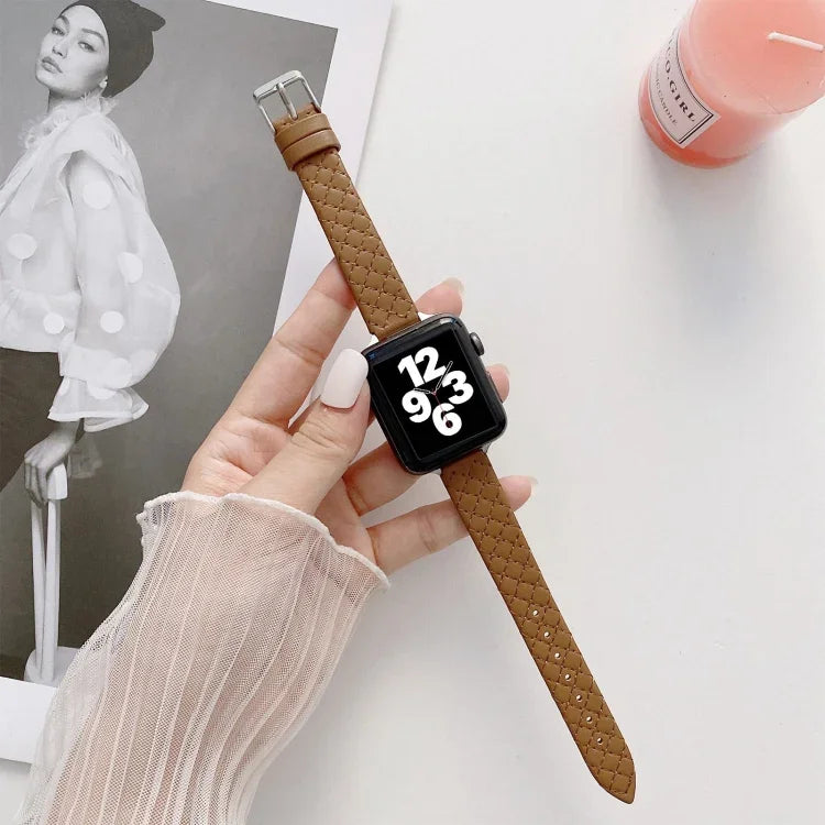 チェック柄レザー交換用ストラップウォッチバンド、Apple Watchシリーズ用、7 41mm/6&SE&5&4 40mm/3&2&1 38mm、7 45mm/6&SE&5&4 44mm/3&2&1 42mm