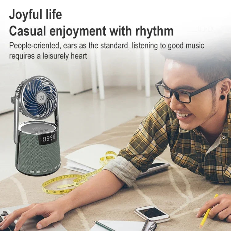 SOAIY K8 ワイヤレスBluetoothデュアルアラームクロックスピーカー 小型ファン付き