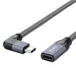 100W USB-C / Type-C L字型オス to USB-C / Type-C メス フル機能データ延長ケーブル、0.2m、0.5m、1m、1.5m